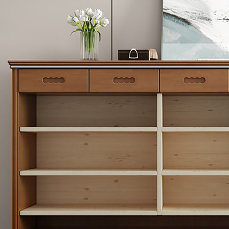 Mid-Century Modern Cabinet in Rubberwood with 2 Drawers and 3 Doors