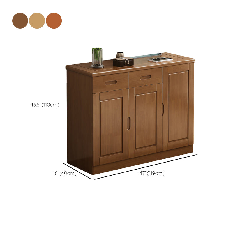 Mid-Century Modern Cabinet in Rubberwood with 2 Drawers and 3 Doors