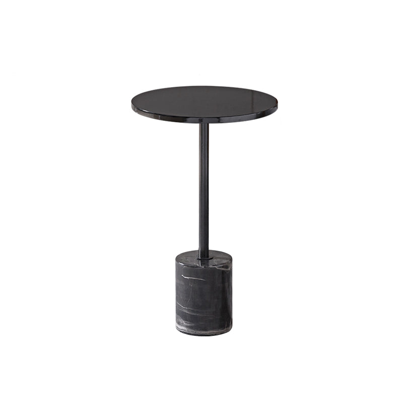 Black Pedestal End Slide Table Round Corner Table for Living Room