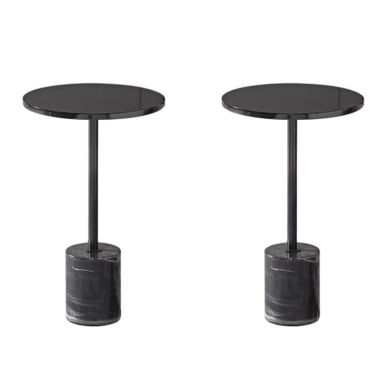 Black Pedestal End Slide Table Round Corner Table for Living Room