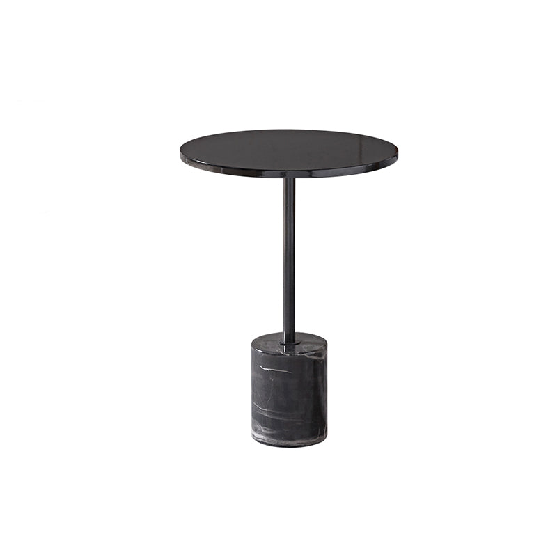 Black Pedestal End Slide Table Round Corner Table for Living Room