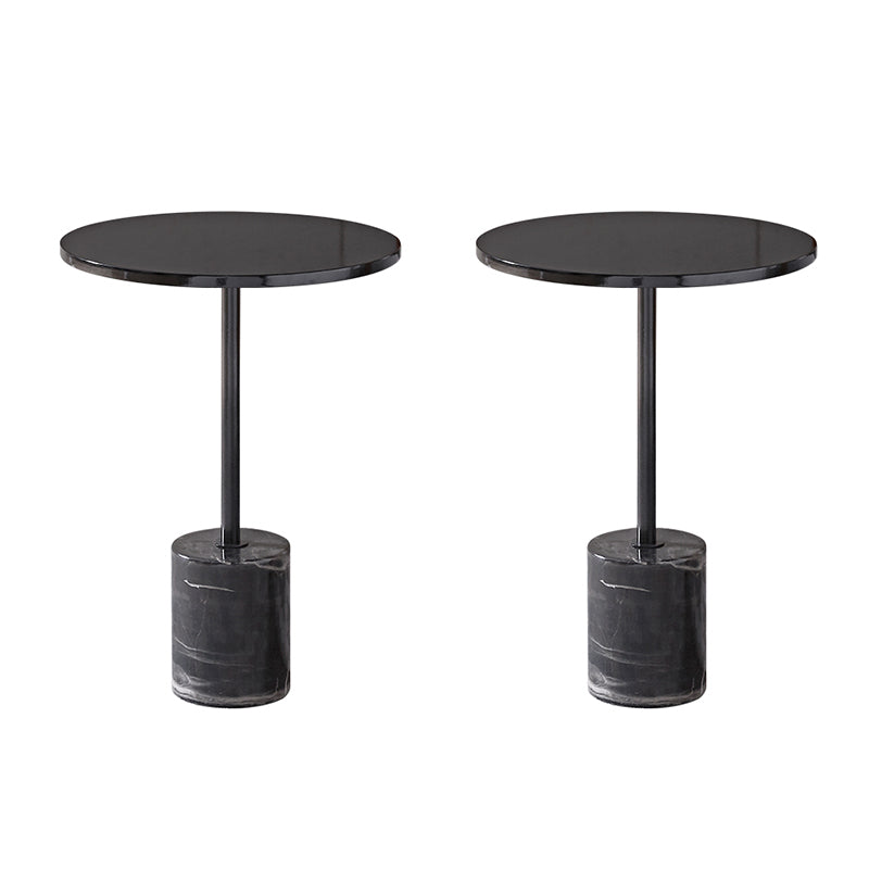 Black Pedestal End Slide Table Round Corner Table for Living Room