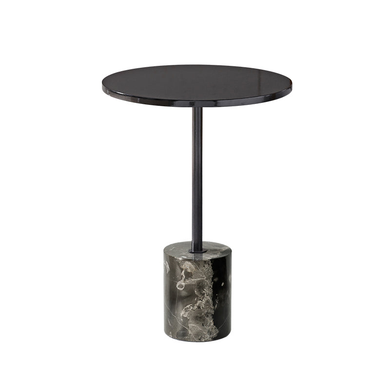 Black Pedestal End Slide Table Round Corner Table for Living Room