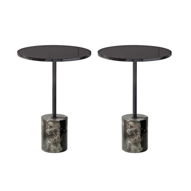 Black Pedestal End Slide Table Round Corner Table for Living Room