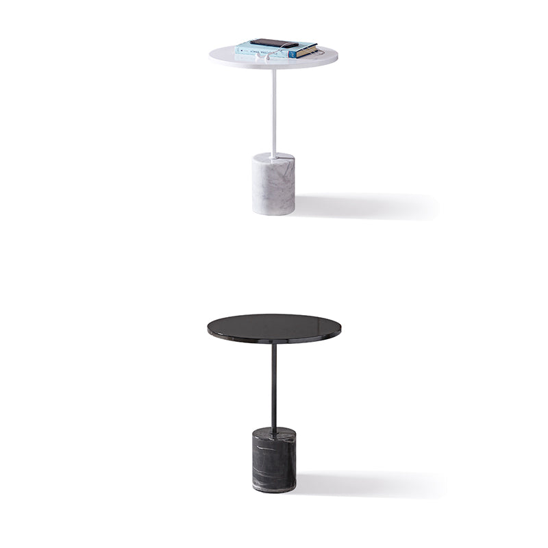 Black Pedestal End Slide Table Round Corner Table for Living Room