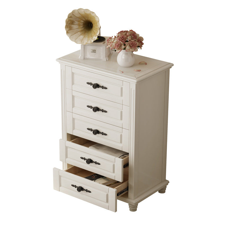 Rubberwood Rectangle Accent Chest with Wooden Turned Legs and 5 Drawers