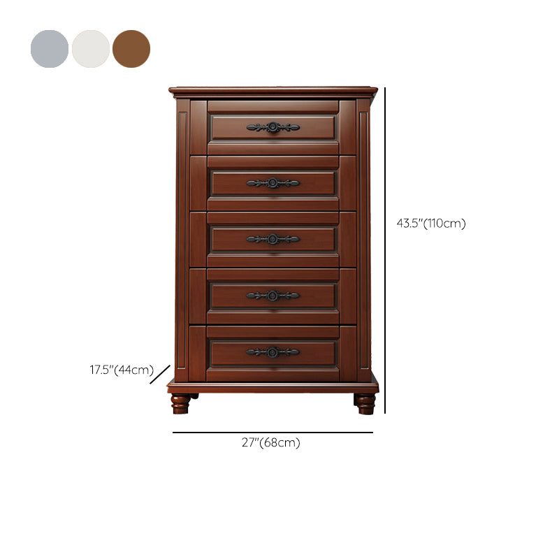 Rubberwood Rectangle Accent Chest with Wooden Turned Legs and 5 Drawers
