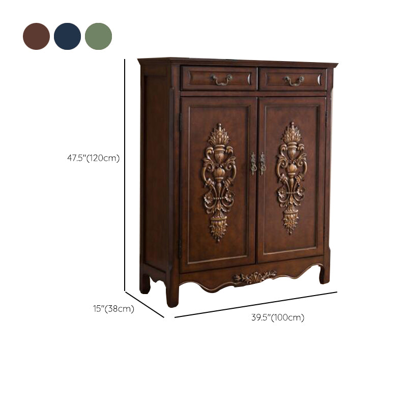 Industrial Accent Cabinet with 2 Doors and 2 Drawers in Solid Wood