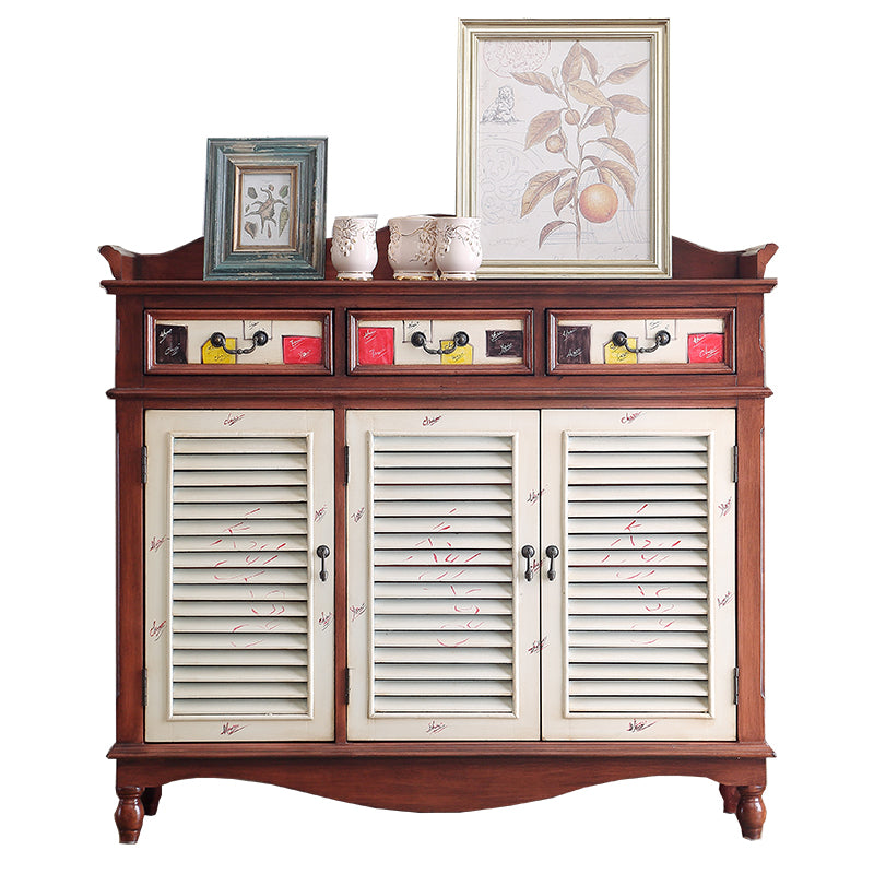 Industrial Rectangle Accent Cabinet with 6 Shelves Distressed Wood Cabinet