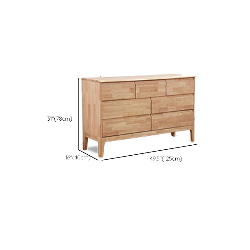 Modern Natural Rectangle Accent Chest with Drawers in Rubberwood