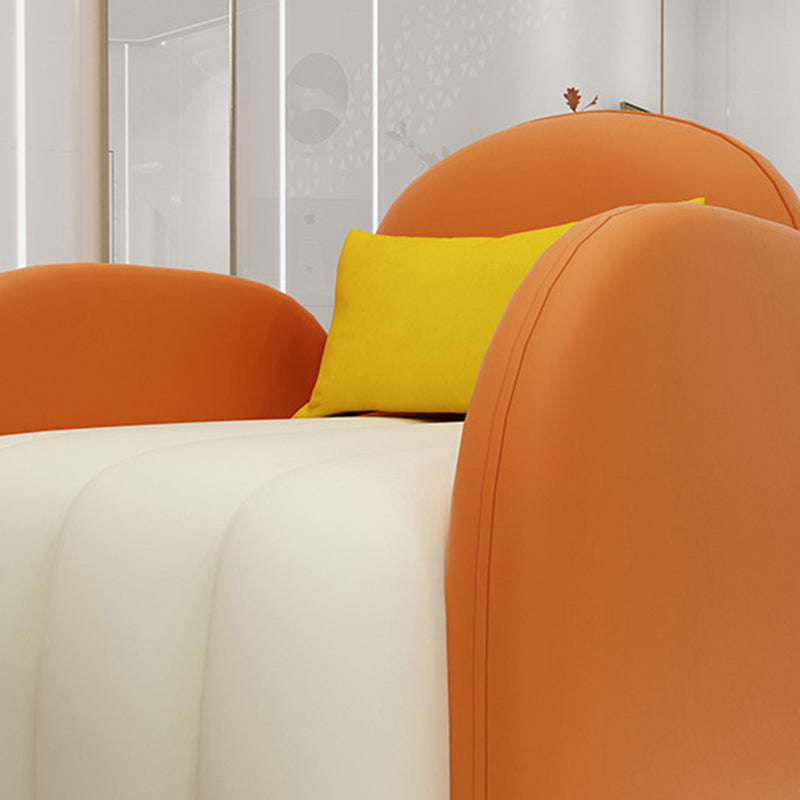 Contemporary Leather Sofa Square Arm Tight Back Sofa for Living Room