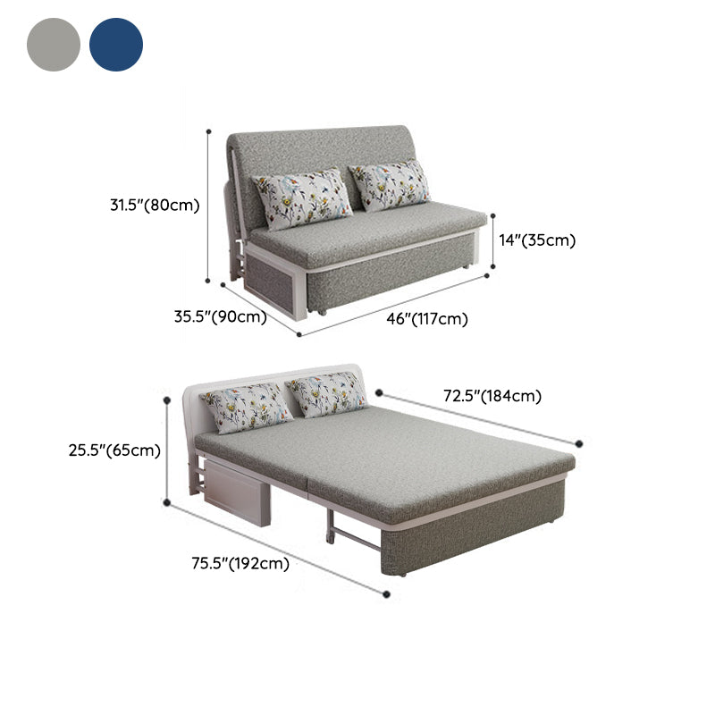 Linen Sofa Bed Scandinavian Square Arm Sleeper Sofa, 35.43" Wide