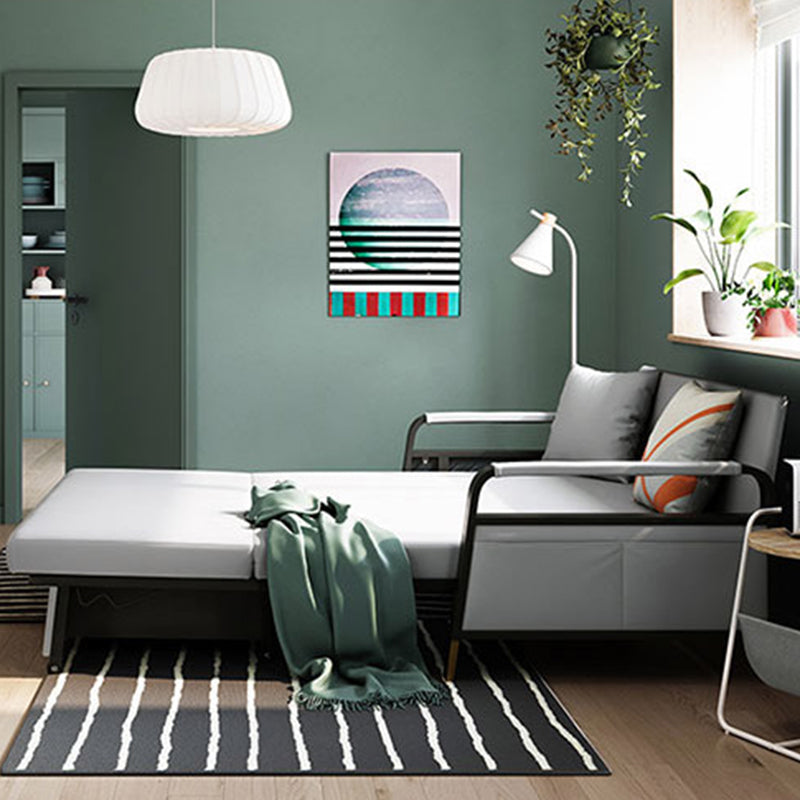 Convertible Bed Sofa with Storage Square Arms Cushion Back Bed Sofa