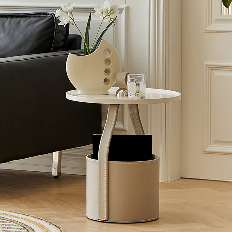 Mid-Century Pedestal Corner Table Tray Top Side End Table with Storage