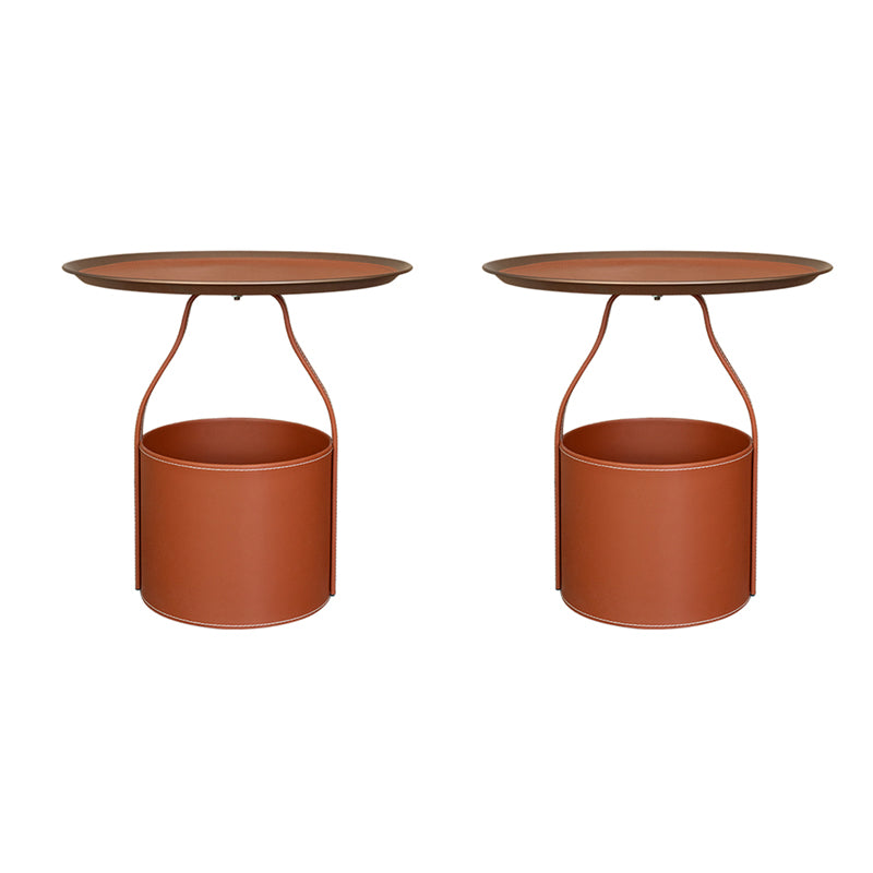 Mid-Century Pedestal Corner Table Tray Top Side End Table with Storage