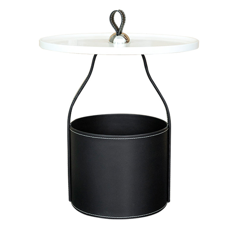 Mid-Century Pedestal Corner Table Tray Top Side End Table with Storage