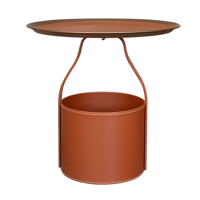 Mid-Century Pedestal Corner Table Tray Top Side End Table with Storage