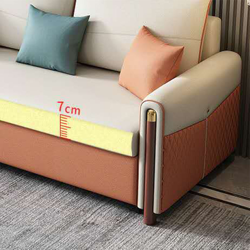 Faux leather Sofa Bed in Orange 37.40" Wide Beige Sleeper Sofa