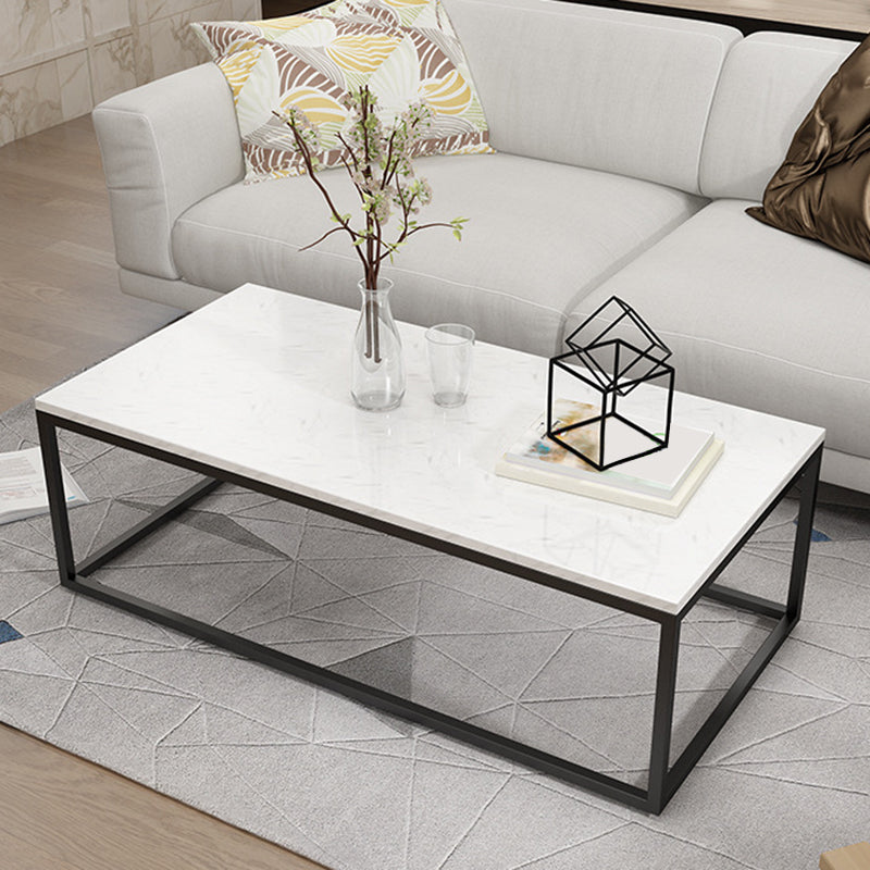 Marble Metal Frame Coffee Table Luxurious Rectangular Cocktail Table