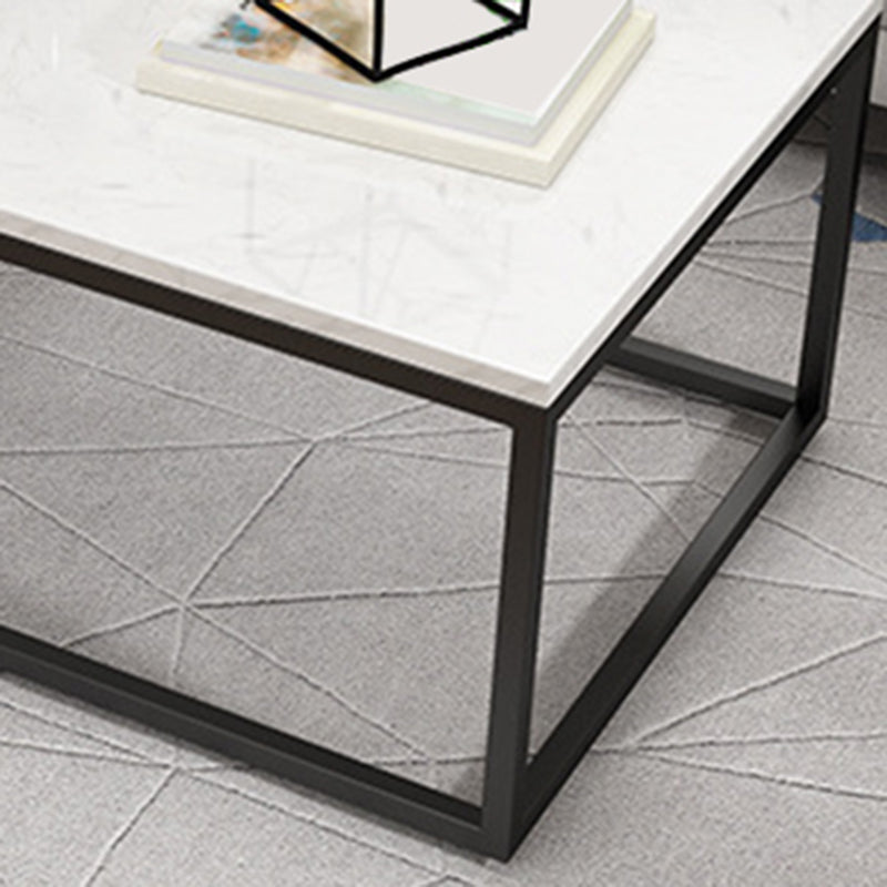 Marble Metal Frame Coffee Table Luxurious Rectangular Cocktail Table
