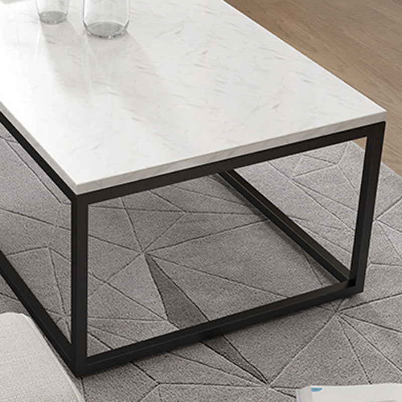 Marble Metal Frame Coffee Table Luxurious Rectangular Cocktail Table