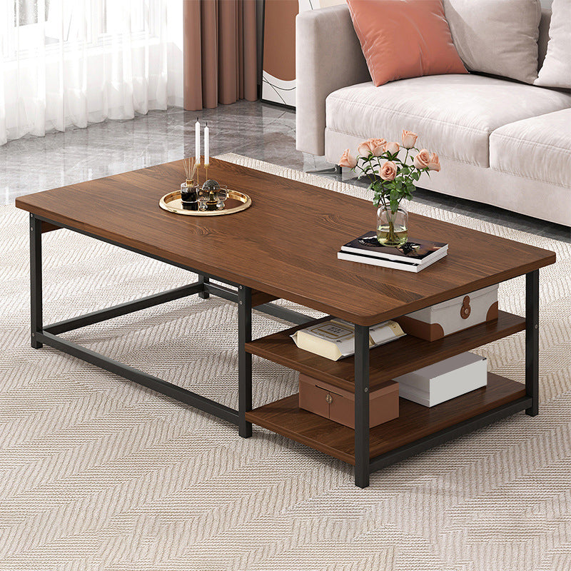 23.6" D Modern Rectangular Coffee Cocktail Table with 2-Shelf