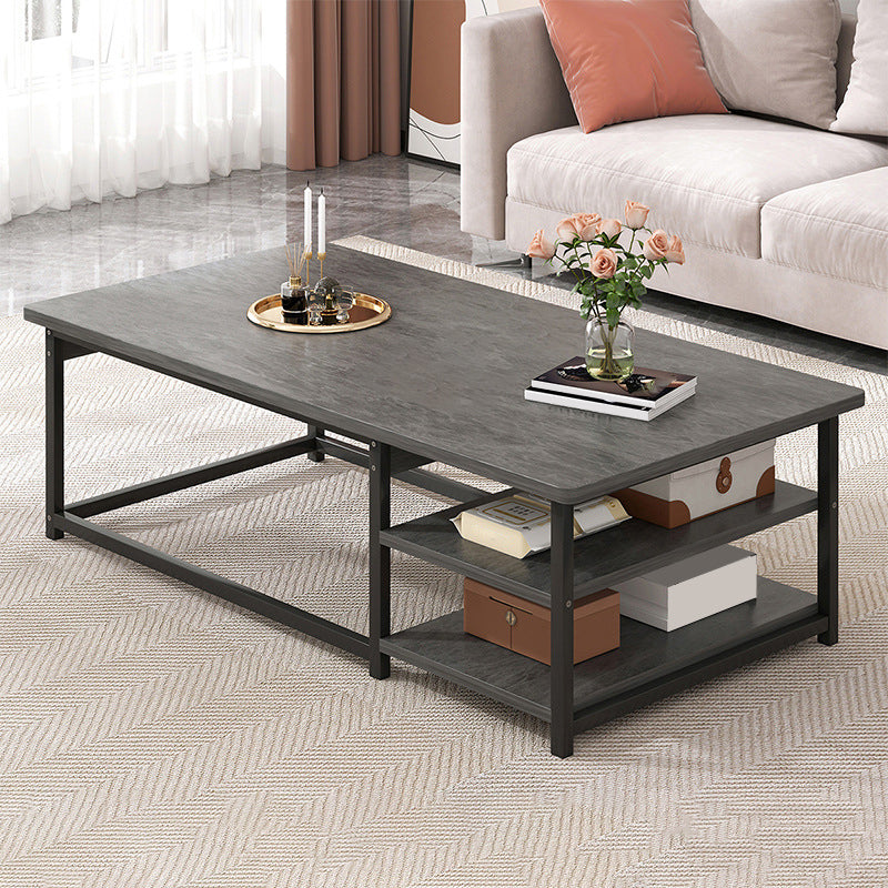 23.6" D Modern Rectangular Coffee Cocktail Table with 2-Shelf