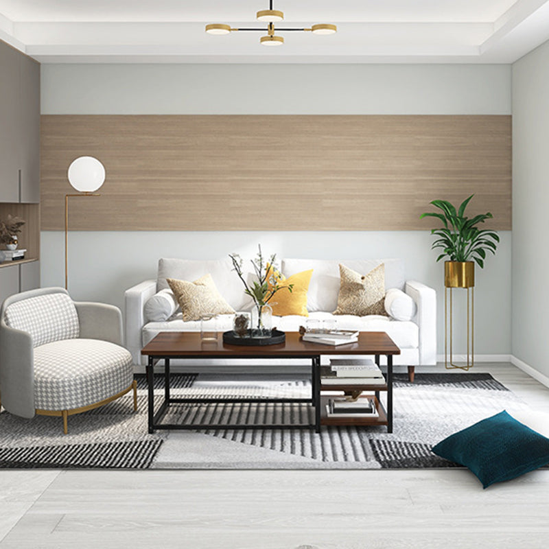 23.6" D Modern Rectangular Coffee Cocktail Table with 2-Shelf