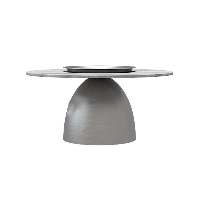 Glam Round Slate Cocktail Table Tray Top Brushed Metal Coffee Table