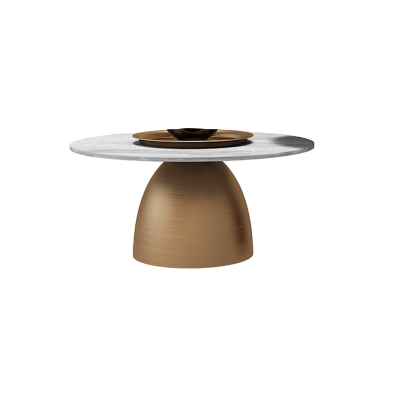 Glam Round Slate Cocktail Table Tray Top Brushed Metal Coffee Table