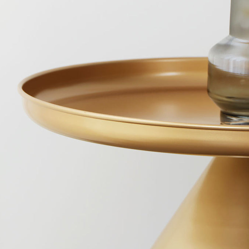 Metal Tray Top Coffee Table Mid-Century Glass Pedestal Cocktail Table