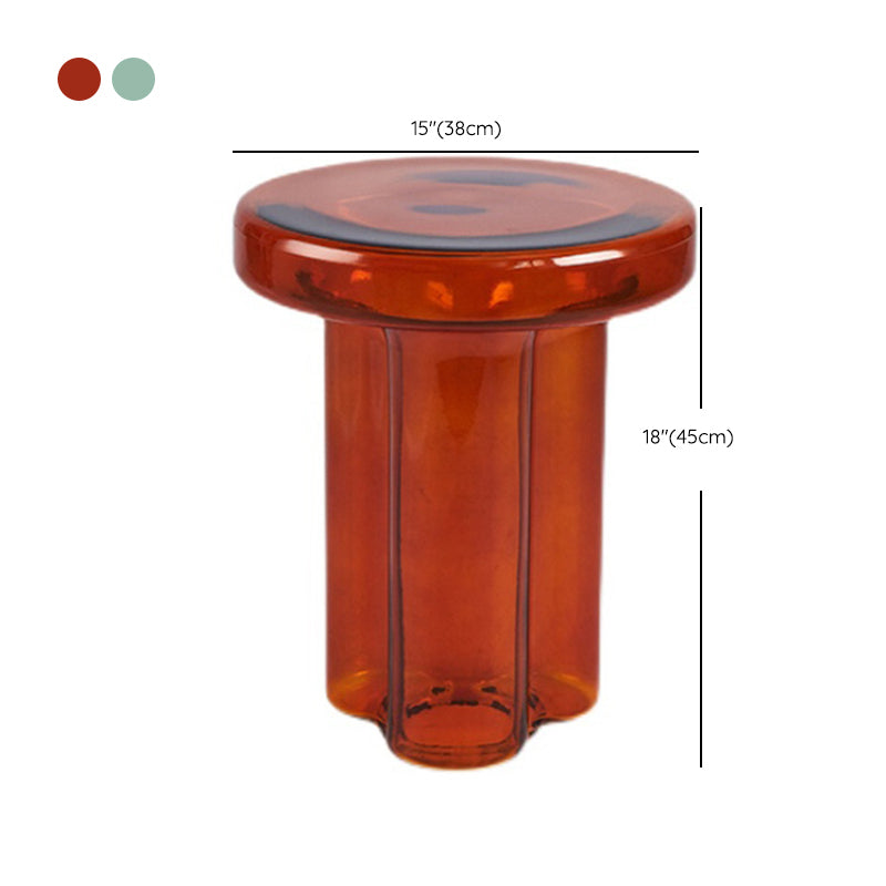 Modern Clear Glass Coffee Table Pedestal Round Simple Cocktail Table