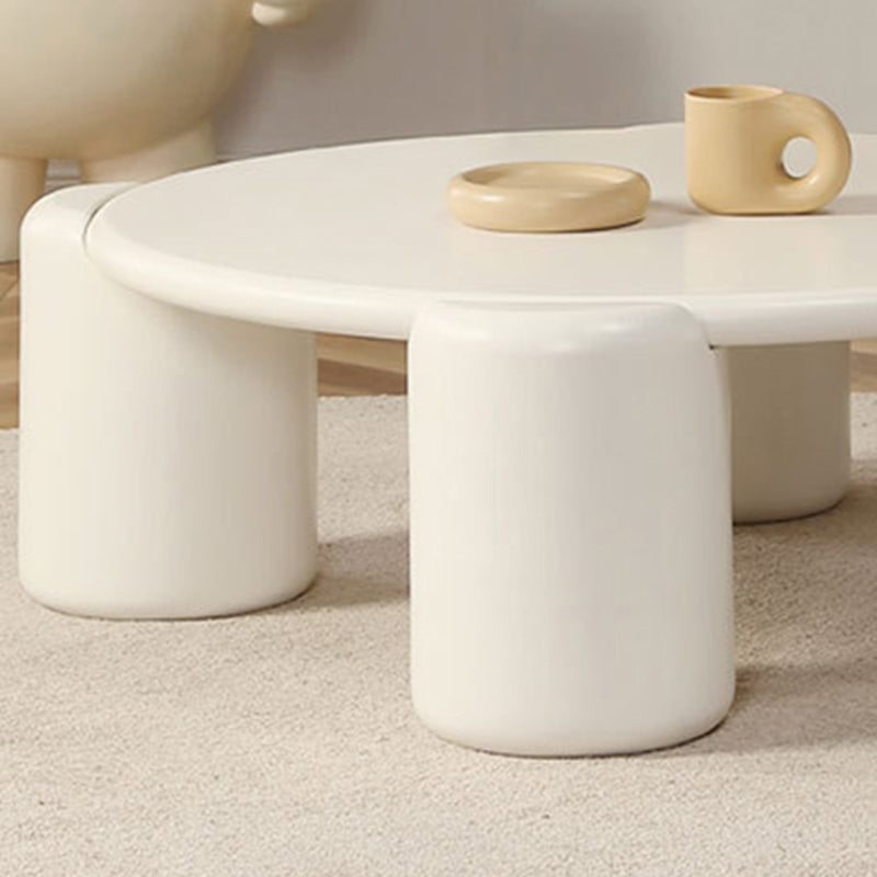 Round Engineered Wood Coffee Table Modern 4 Legs Cocktail Table