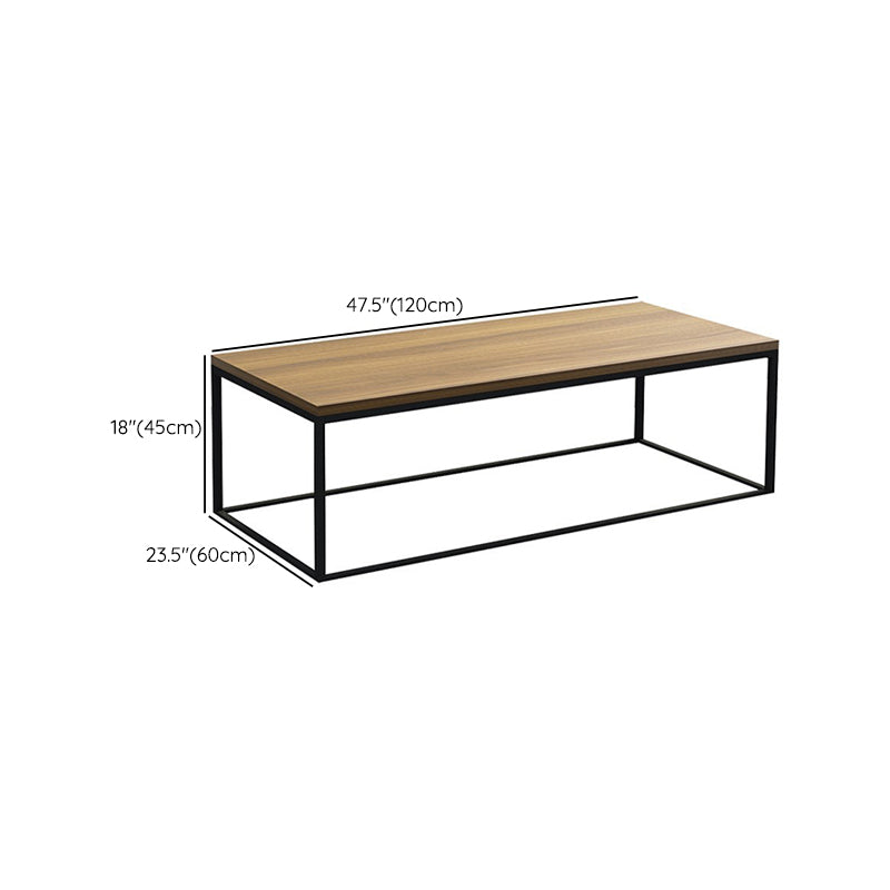 Rectangular Wooden Cocktail Table Metal Frame Coffee Table in Black