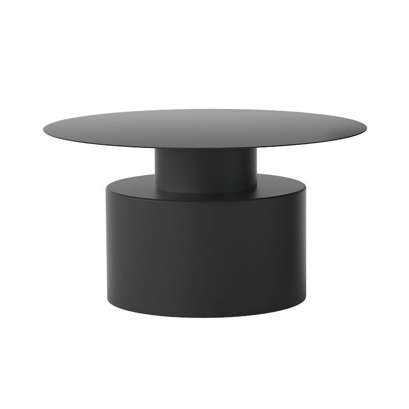 Round Iron Coffee Table Mid-Century Pedestal 2 Pieces Cocktail Table Set