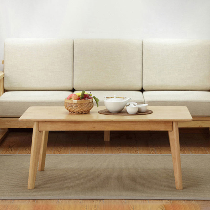 Solid Wood 4 Legs Coffee Table Nordic 17.7" High Cocktail Table