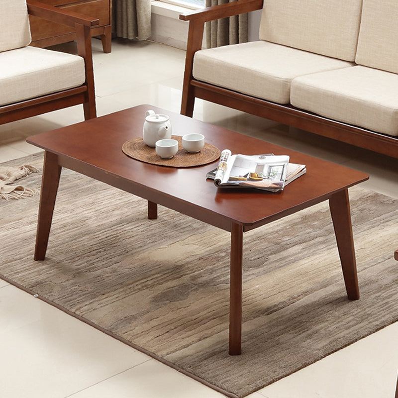 Solid Wood 4 Legs Coffee Table Nordic 17.7" High Cocktail Table
