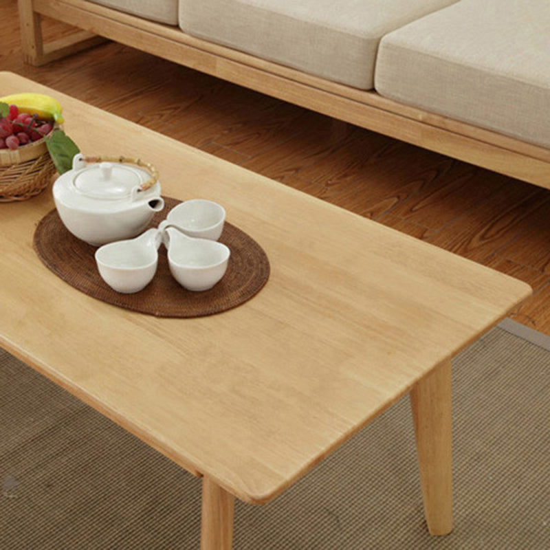 Solid Wood 4 Legs Coffee Table Nordic 17.7" High Cocktail Table