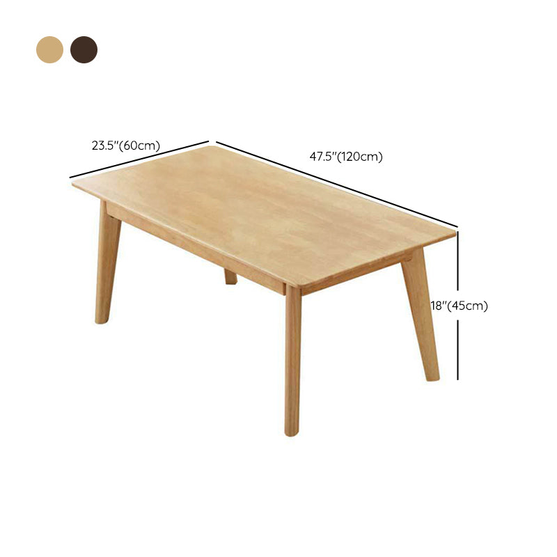 Solid Wood 4 Legs Coffee Table Nordic 17.7" High Cocktail Table