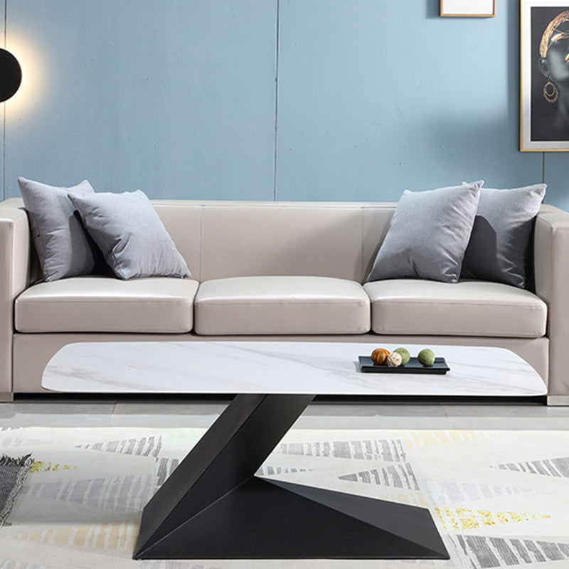 Pedestal 1 Single Coffee Table Luxurious Stone Top Cocktail Table