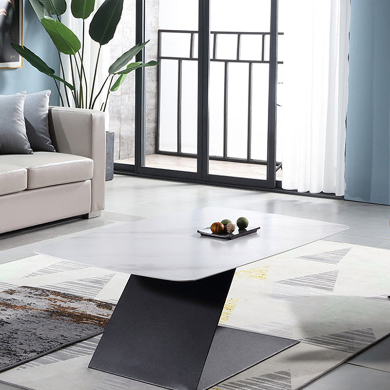 Pedestal 1 Single Coffee Table Luxurious Stone Top Cocktail Table