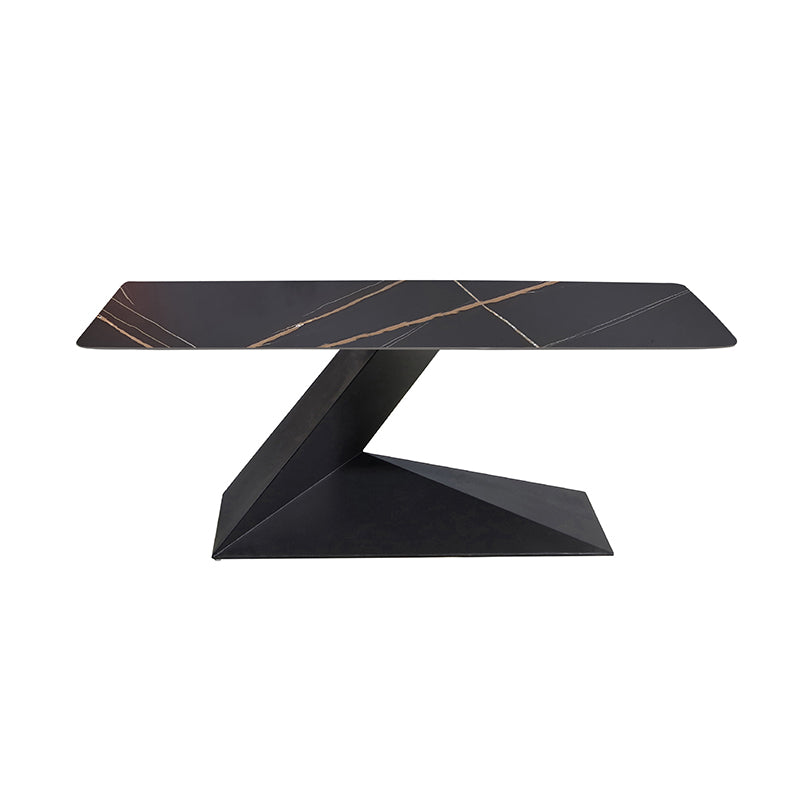 Pedestal 1 Single Coffee Table Luxurious Stone Top Cocktail Table