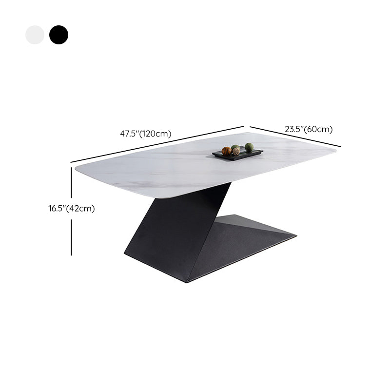 Pedestal 1 Single Coffee Table Luxurious Stone Top Cocktail Table