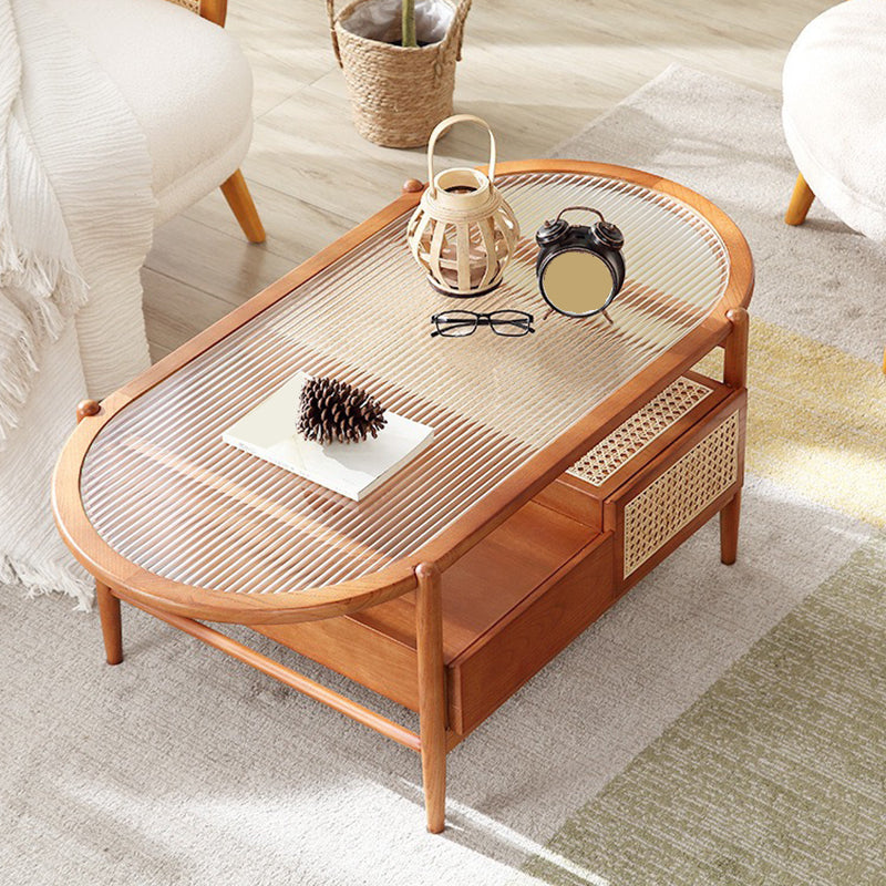 4 Legs Coffee Table Modernism Wood Cocktail Table in Natural