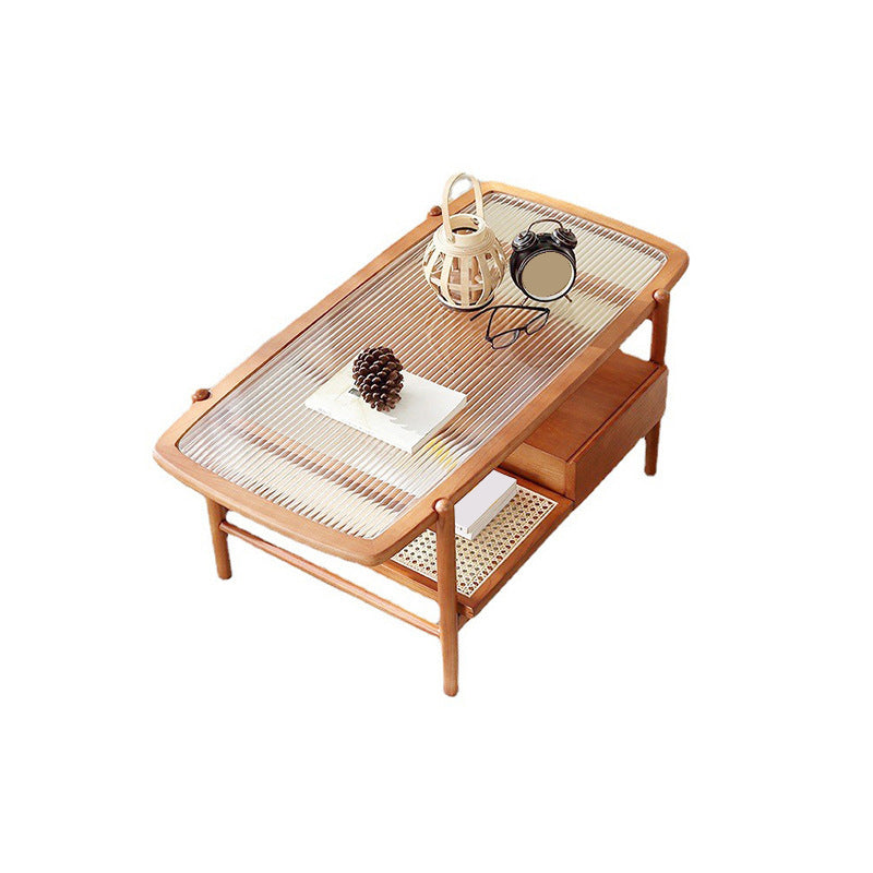 4 Legs Coffee Table Modernism Wood Cocktail Table in Natural