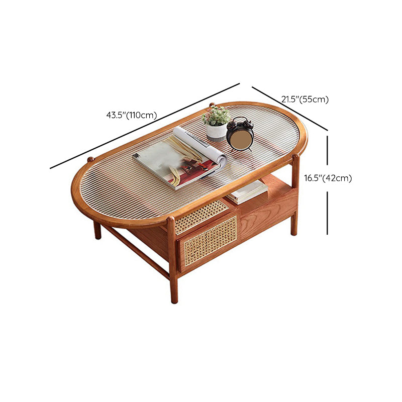 4 Legs Coffee Table Modernism Wood Cocktail Table in Natural