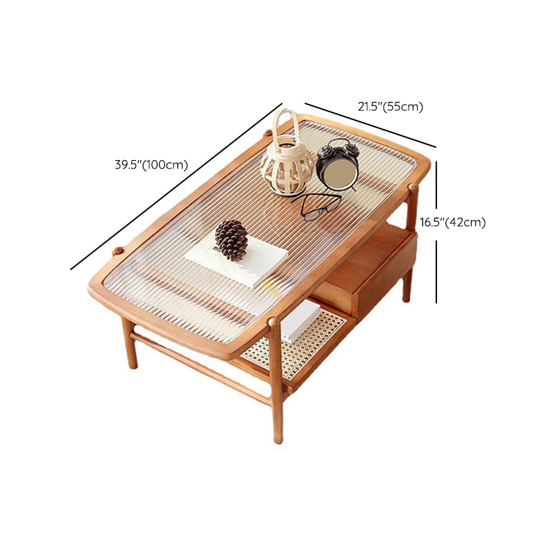 4 Legs Coffee Table Modernism Wood Cocktail Table in Natural