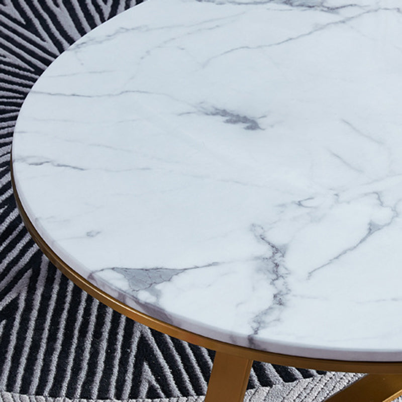 Luxurious Coffee Table Metal Cross Legs Cocktail Table in Gold