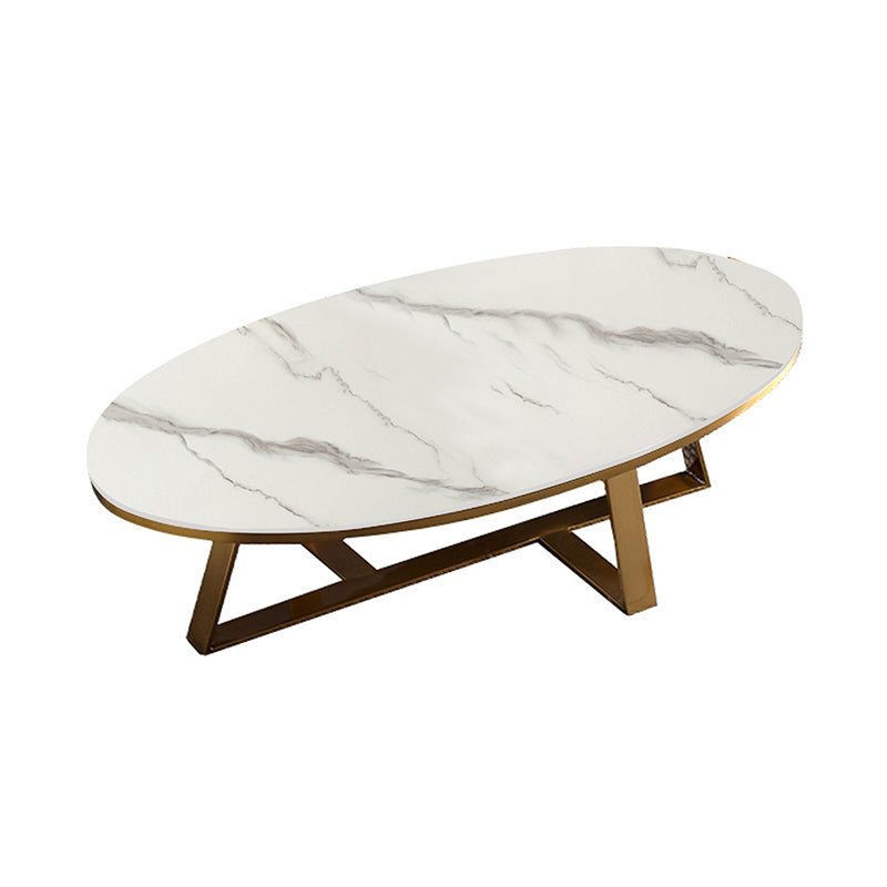 Luxurious Coffee Table Metal Cross Legs Cocktail Table in Gold