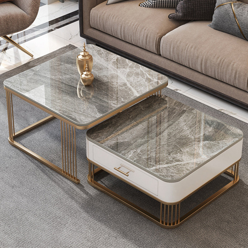 Frame Base 2 Nesting Coffee Table with Storage Metal Coffee Table Set